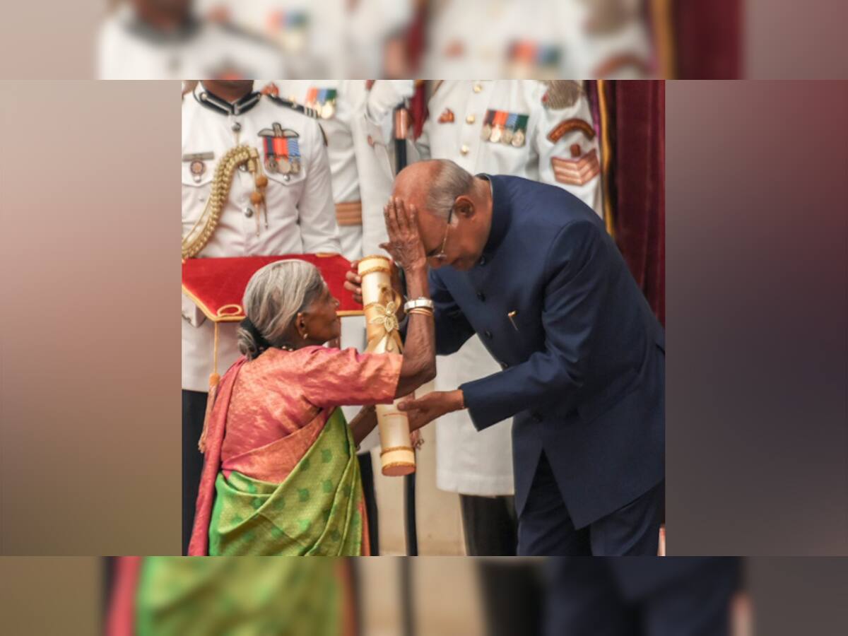 107 વર્ષની મહિલાને પદ્મશ્રી, સન્માન મળ્યા બાદ રાષ્ટ્રપતિ કોવિંદને માથે હાથ મૂકી આપ્યાં આશીર્વાદ 