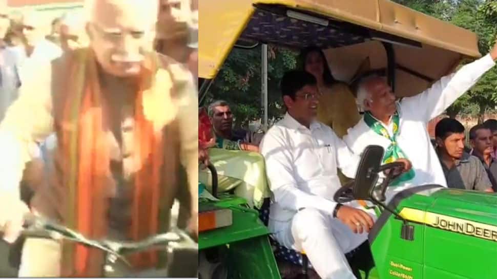 હરિયાણા ચૂંટણી: દુષ્યંત ચૌટાલા ટ્રેક્ટર પર તો CM ખટ્ટર સાઈકલ ચલાવી મત આપવા પહોંચ્યા હરિયાણા ચૂંટણી: દુષ્યંત ચૌટાલા ટ્રેક્ટર પર તો CM ખટ્ટર સાઈકલ ચલાવી મત આપવા પહોંચ્યા