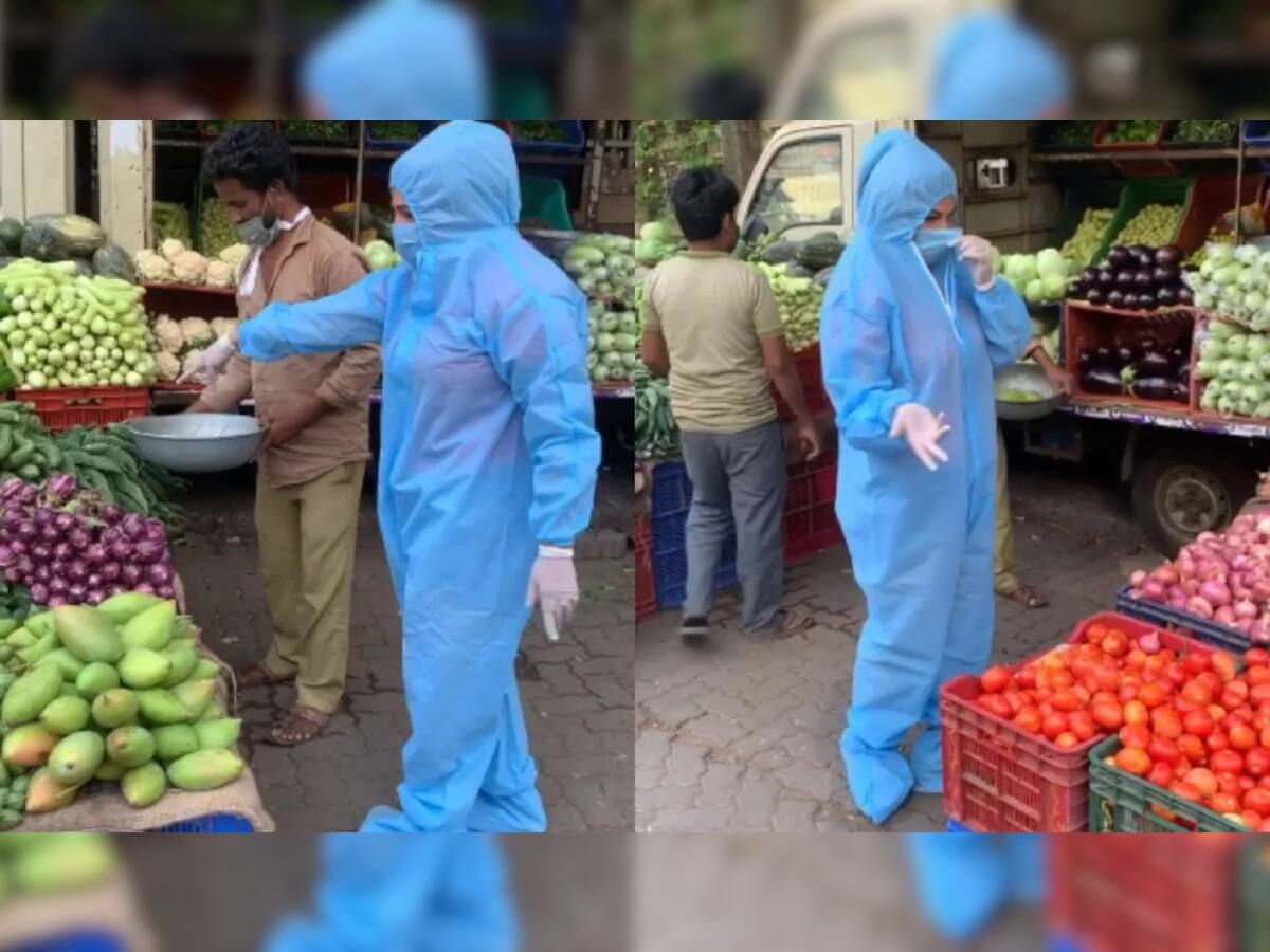 Corona વાયરસનો ડર, PPE Kit પહેરી શાકભાજી ખરીદવા પહોંચી આ અભિનેત્રી, જુઓ Video