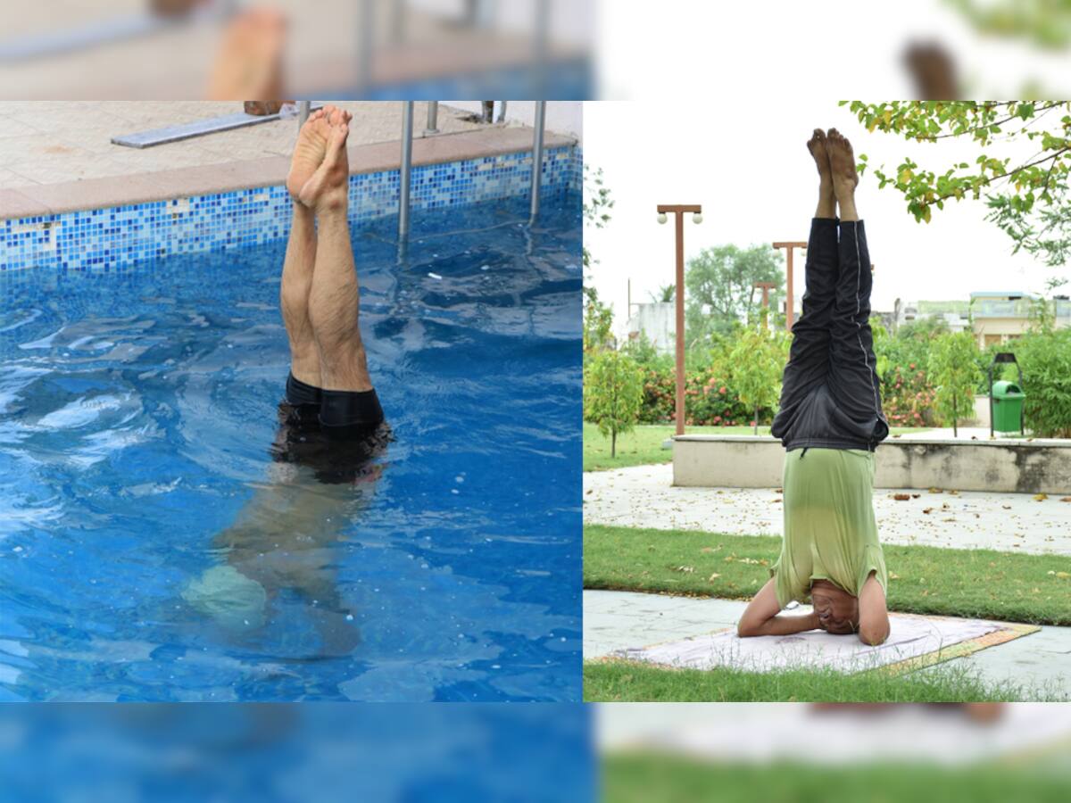 World Yoga Day: જમીન કે ગ્રાઉન્ડ પર નહી, પણ પાણીમાં યોગ કરે છે ૬૧ વર્ષિય યોગ સાધક 