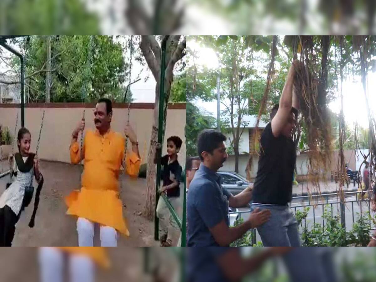 VIDEO: ગુજરાત સરકારના મંત્રીઓ મસ્તીએ ચઢ્યા...કોઈ હીંચકે ઝૂલ્યા, તો કોઈ વડલે ચઢ્યા