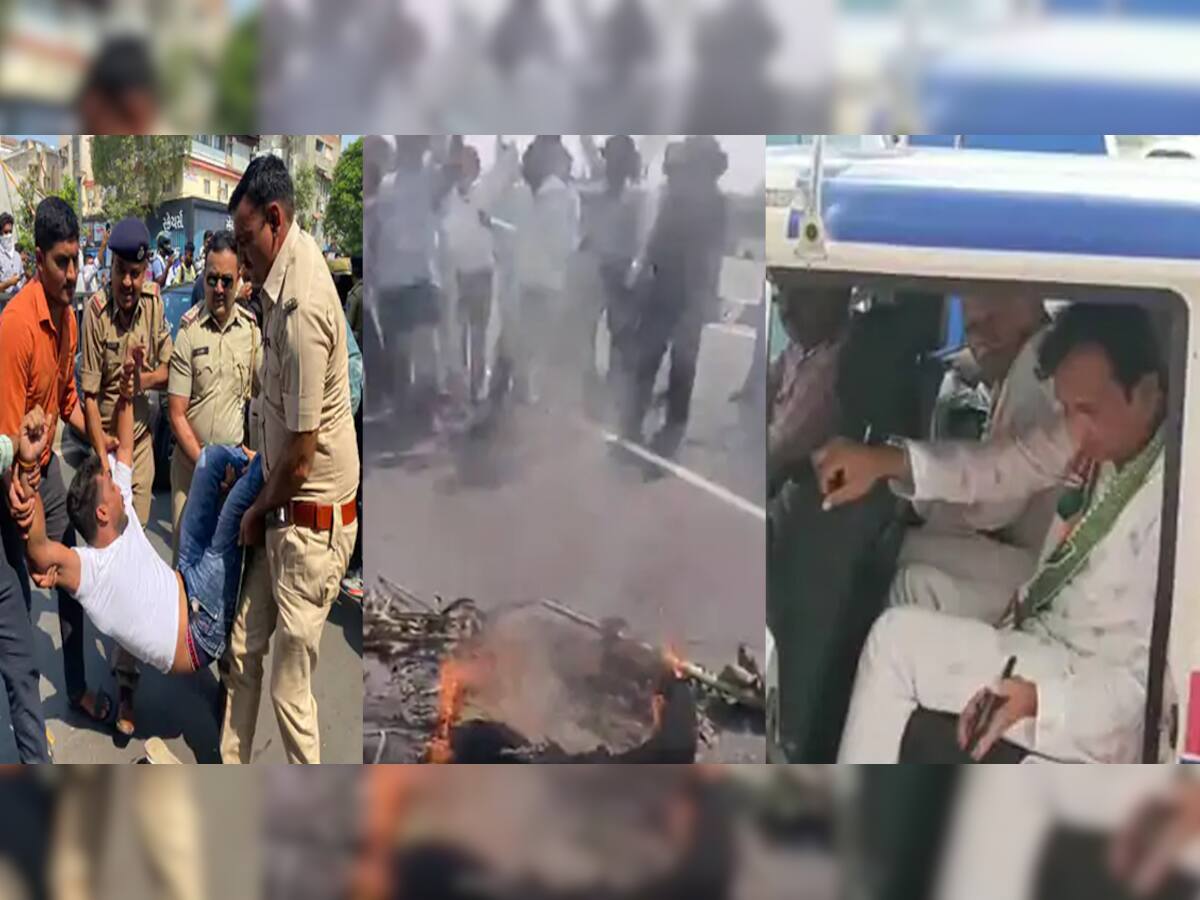 Gujarat Bandh Alan: બંધના સમર્થનમાં કોંગ્રેસે ચક્કાજામ અને ટાયર સળગાવ્યા, પોલીસે કાર્યકરોની કરી અટકાયત