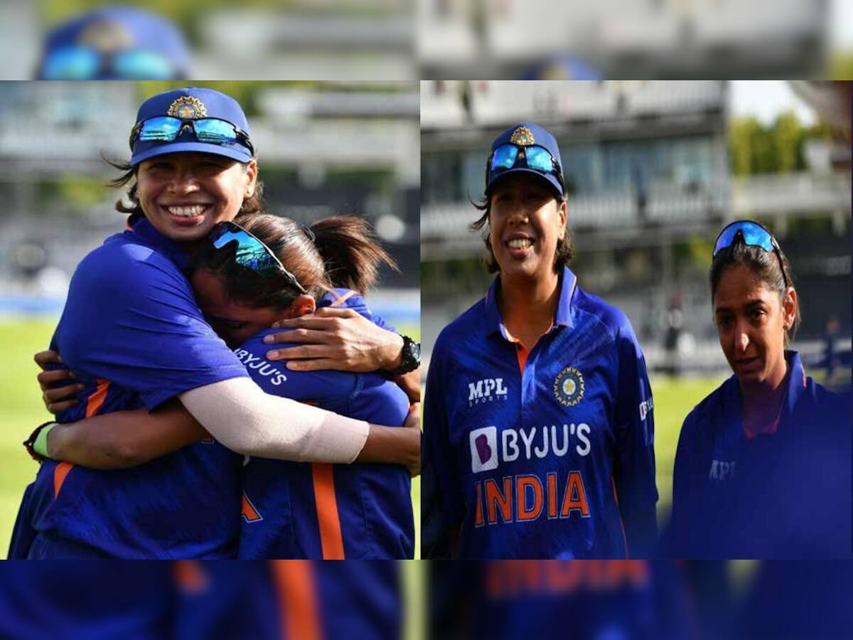 Photos: દુનિયાની સૌથી ફાસ્ટ બોલરની ખાસ પળો, Jhulan Goswami હરમનપ્રીતને ગળે લગાવી રડી પડી