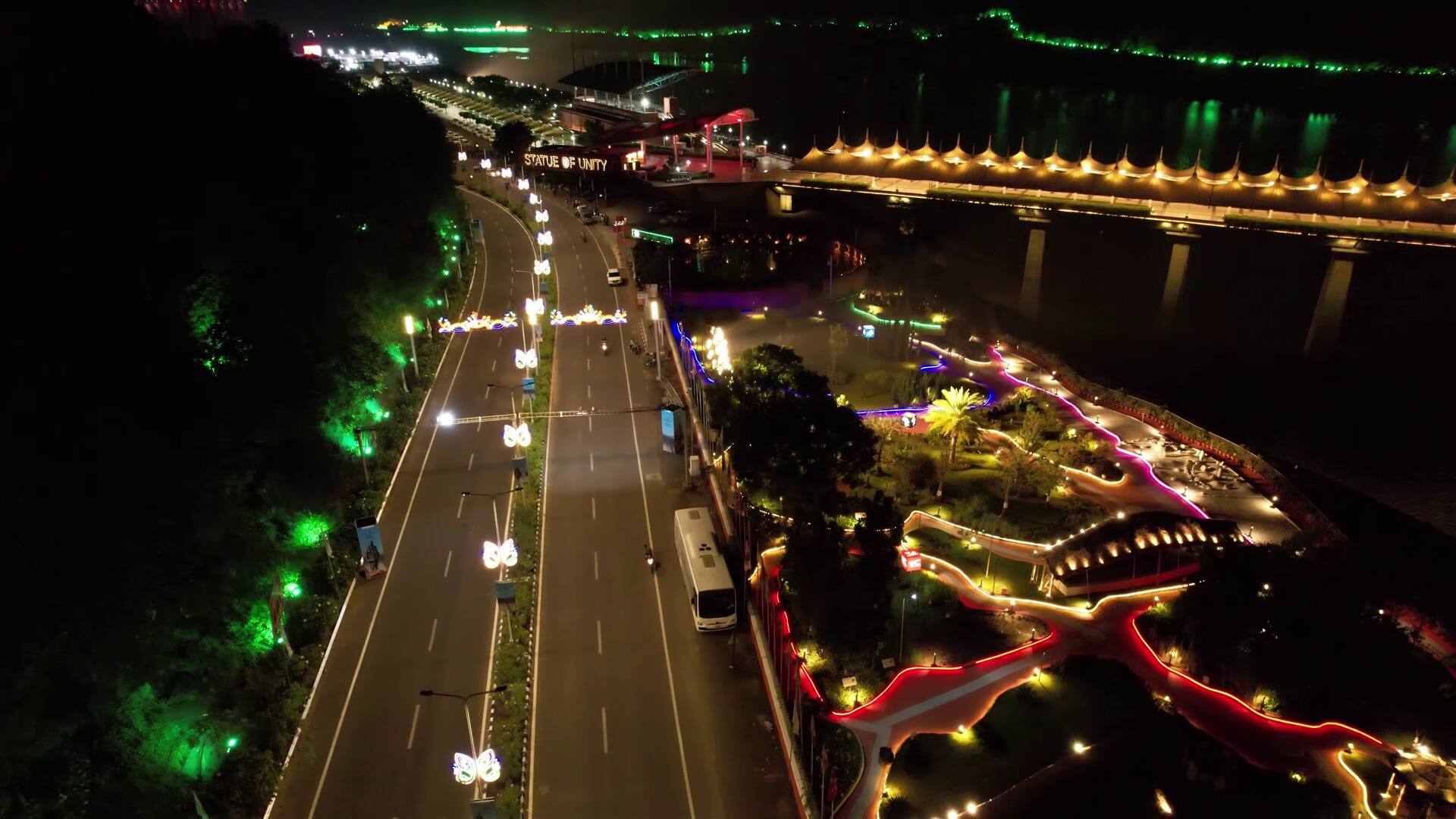 gujarat famous tourism destination statue of unity decorated with light