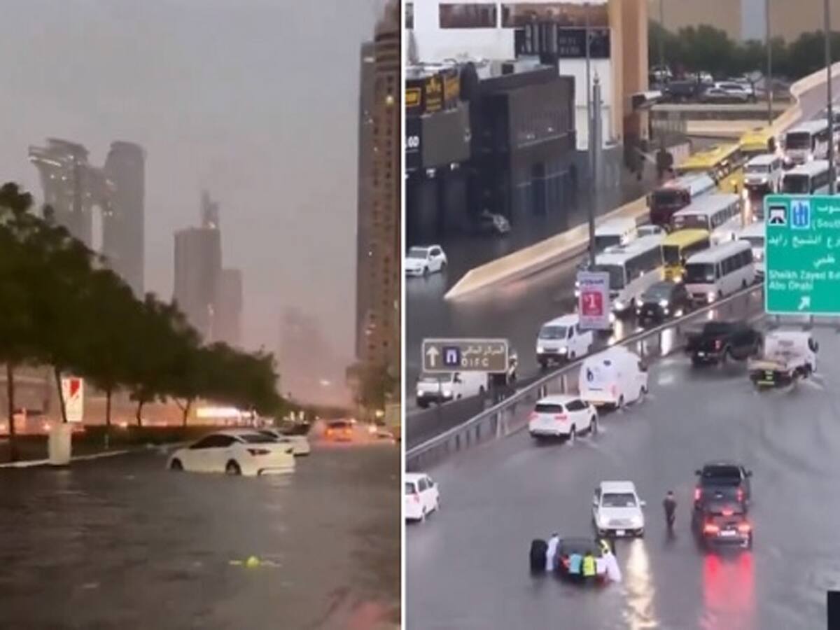 Viral Video: ધોધમાર વરસાદના લીધે દુબઇમાં આવ્યું પૂર, પાણી તરતી જોવા મળી ગાડીઓ