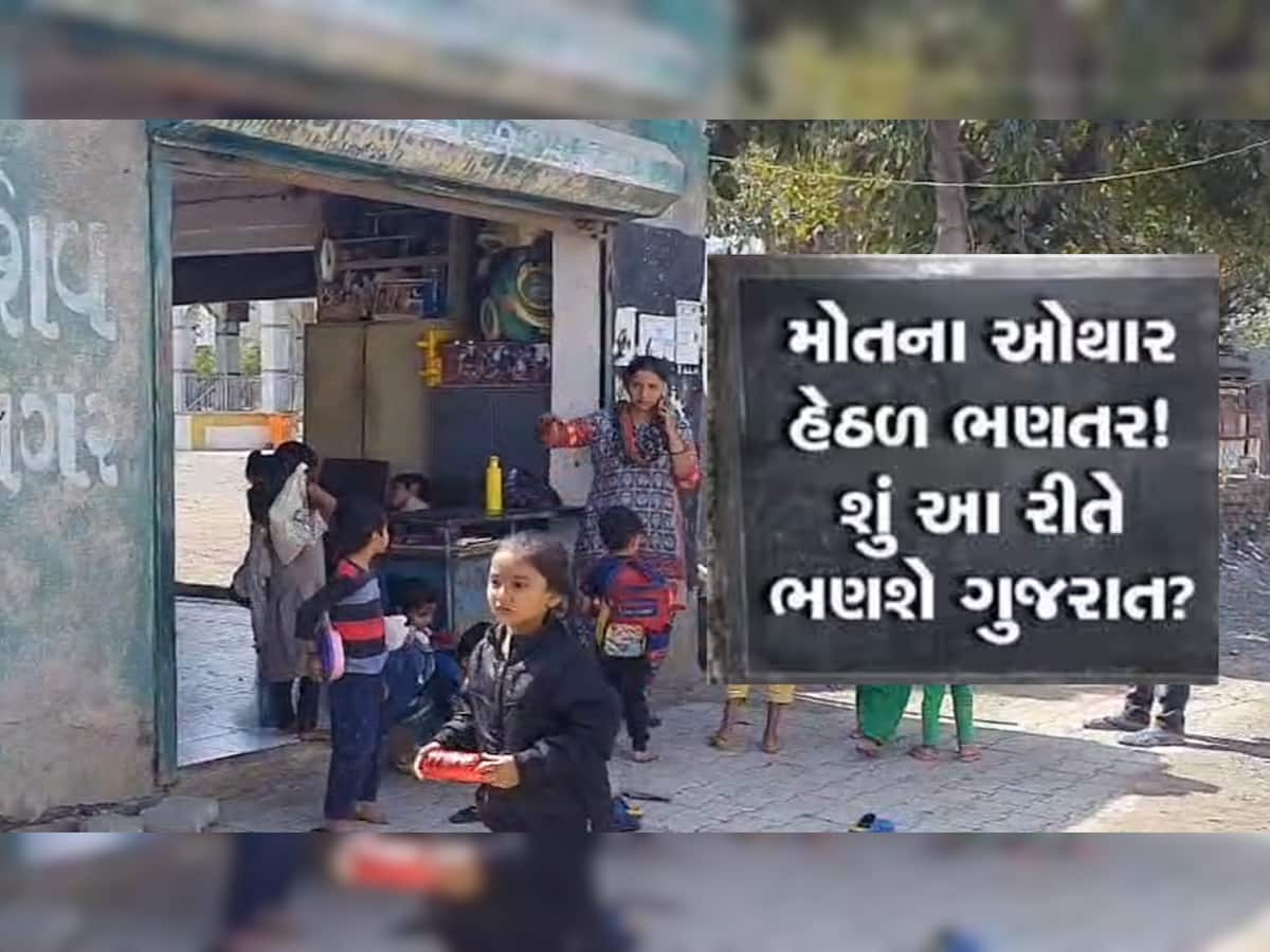 આવી રીતે ભણશે ગુજરાત? સુવિધાના અભાવે ગુજરાતમાં નાના ભૂલકાઓ દુકાનમાં કરે છે અભ્યાસ!