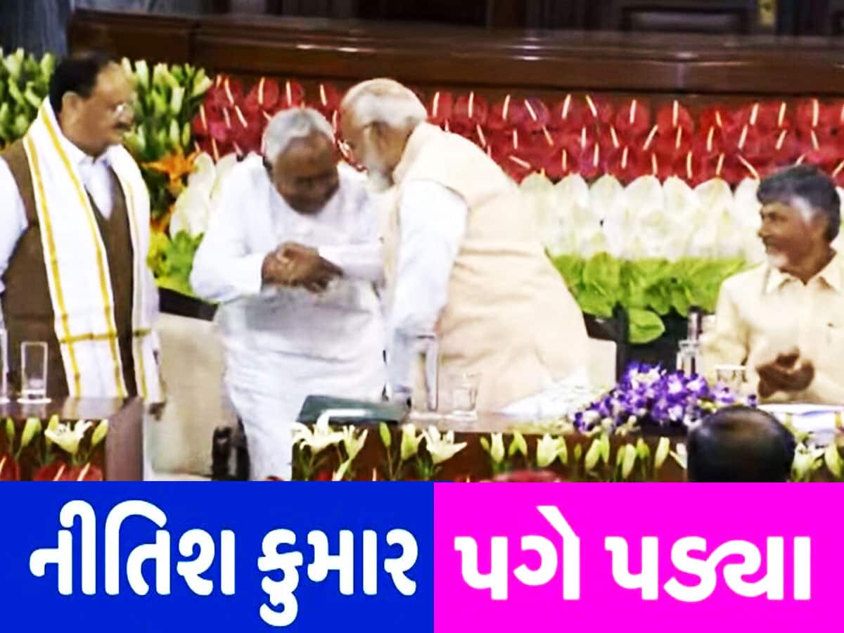 સંસદમાં મોદીના પગે પડ્યા નીતિશકુમાર! બધાએ ત્રીજીવાર પ્રધાનમંત્રી તરીકે મોદીના નામ પર મારી મહોર
