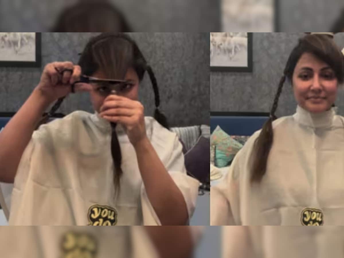 Hina Khan Video: પહેલી કીમોથેરાપી પછી હિના ખાને જાતે કાપી નાખ્યા વાળ, વીડિયો જોઈ ધબકારા વધી જશે