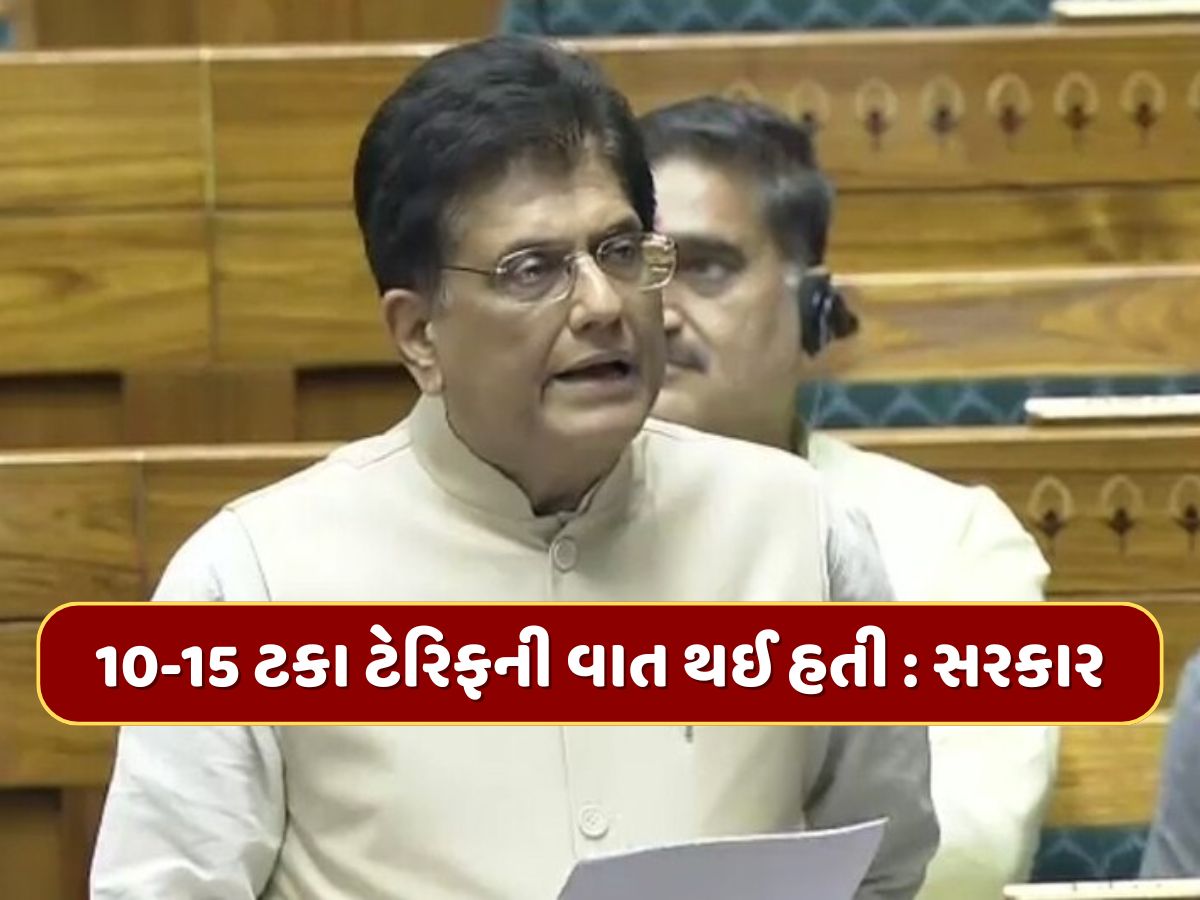 '10-15 ટકા ટેરિફની વાત થઈ હતી, અમે દેશના હિતમાં જરૂરી દરેક પગલાં લઈશું', સંસદમાં સરકારનું યુએસ ટેરિફ પર નિવેદન '10-15 ટકા ટેરિફની વાત થઈ હતી, અમે દેશના હિતમાં જરૂરી દરેક પગલાં લઈશું', સંસદમાં સરકારનું યુએસ ટેરિફ પર નિવેદન