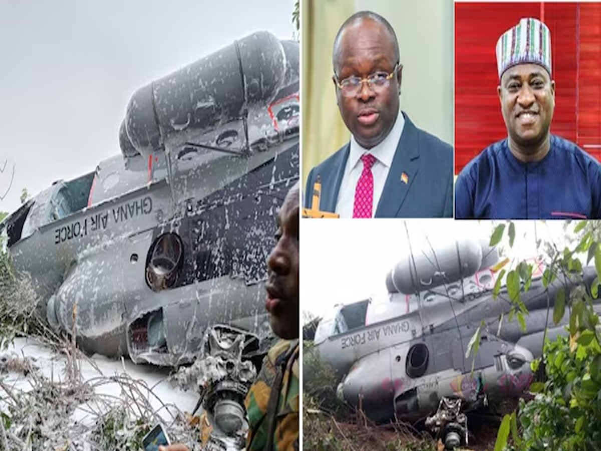 Ghana Helicopter Crash: ઘાનામાં હેલિકોપ્ટર ક્રેશ, રક્ષા અને પર્યાવરણ મંત્રીઓ સહિત 8 લોકોના મોત Ghana Helicopter Crash: ઘાનામાં હેલિકોપ્ટર ક્રેશ, રક્ષા અને પર્યાવરણ મંત્રીઓ સહિત 8 લોકોના મોત