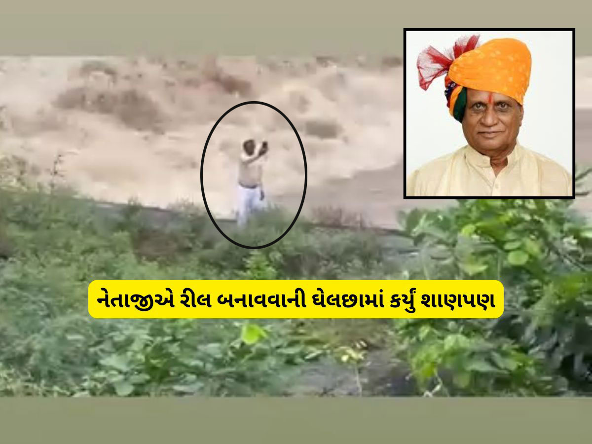 રીલ બનાવવામાં નેતાજી ભાન ભૂલ્યા! સાબરમતીના ધમસમતા પ્રવાહ પાસે પહોંચીને રીલ બનાવી રીલ બનાવવામાં નેતાજી ભાન ભૂલ્યા! સાબરમતીના ધમસમતા પ્રવાહ પાસે પહોંચીને રીલ બનાવી