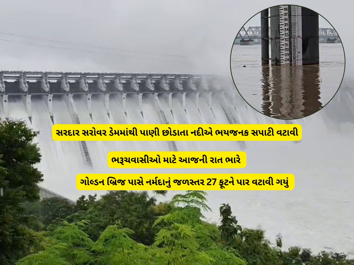 નર્મદા નદીએ રૌદ્ર રૂપ ધારણ કર્યું, ભરૂચમાં નર્મદા નદીએ ડેન્જરસ લેવલ વટાવ્યું, આ ગામોમાં ઘૂસશે પૂરના પાણી નર્મદા નદીએ રૌદ્ર રૂપ ધારણ કર્યું, ભરૂચમાં નર્મદા નદીએ ડેન્જરસ લેવલ વટાવ્યું, આ ગામોમાં ઘૂસશે પૂરના પાણી