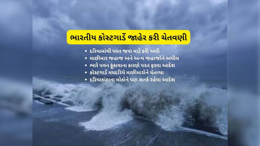 ગુજરાતના દરિયાકાંઠે કોસ્ટગાર્ડનું મોટું એલર્ટ, શક્તિશાળી લો પ્રેશર આગળ વધી રહ્યું છે, વાવાઝોડા જેવું ફૂંકાશે