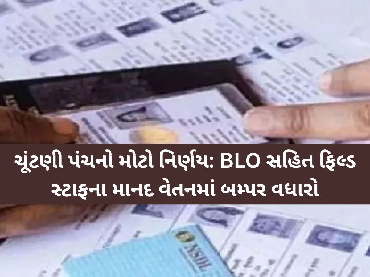 SIRની કામગીરી વચ્ચે ચૂંટણીપંચે BLOને આપ્યા ખુશખબર, માનદ વેતનમાં કર્યો બમ્પર વધારો! SIRની કામગીરી વચ્ચે ચૂંટણીપંચે BLOને આપ્યા ખુશખબર, માનદ વેતનમાં કર્યો બમ્પર વધારો!