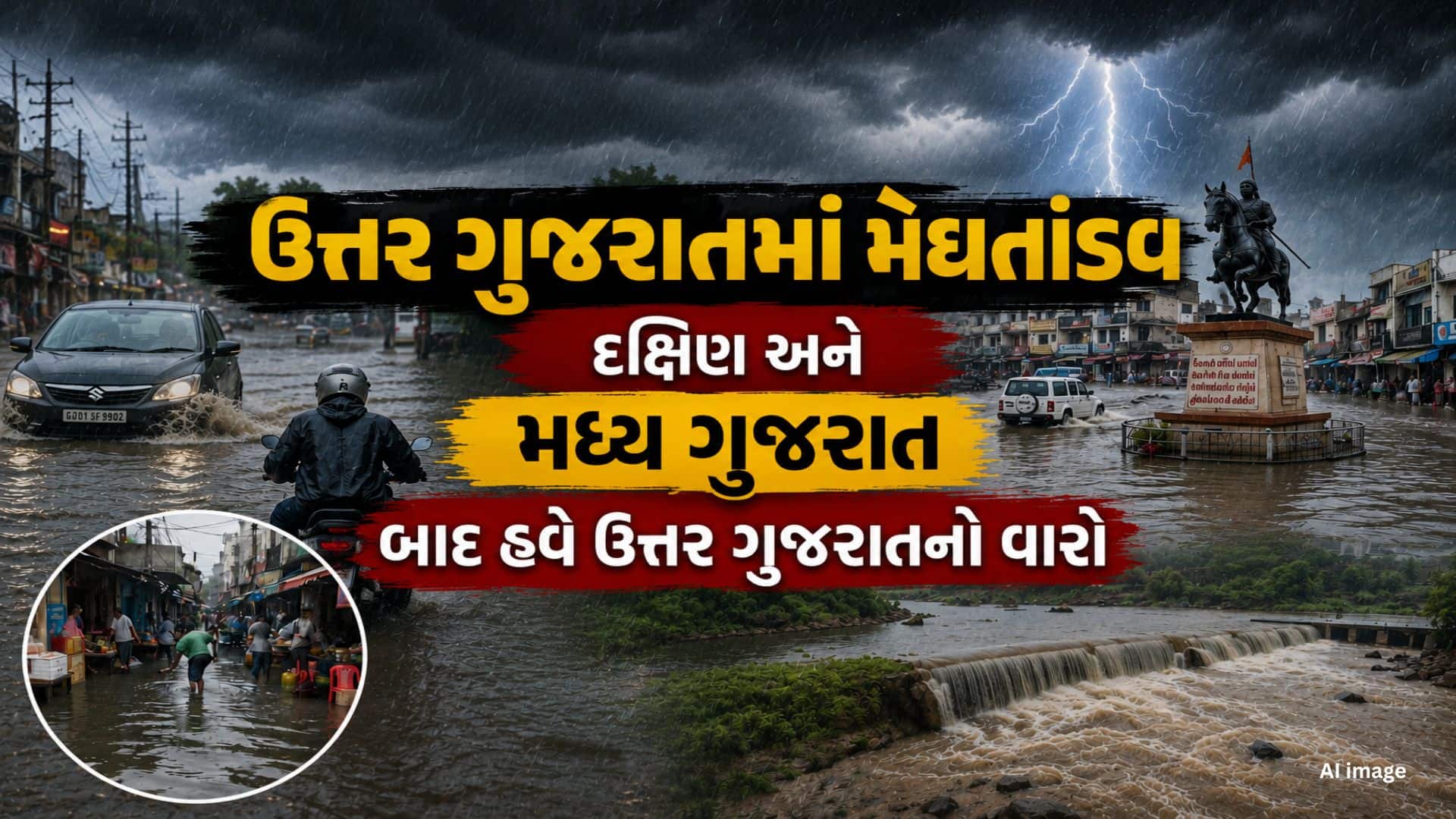 ઉત્તર ગુજરાતમાં ભારે વરસાદ, જનજીવન અસ્તવ્યસ્ત