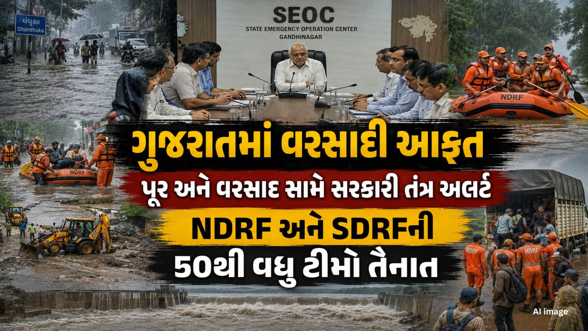 ગુજરાતમાં ભારે વરસાદ: 6 મોત, 40,500 સ્થળાંતરિત