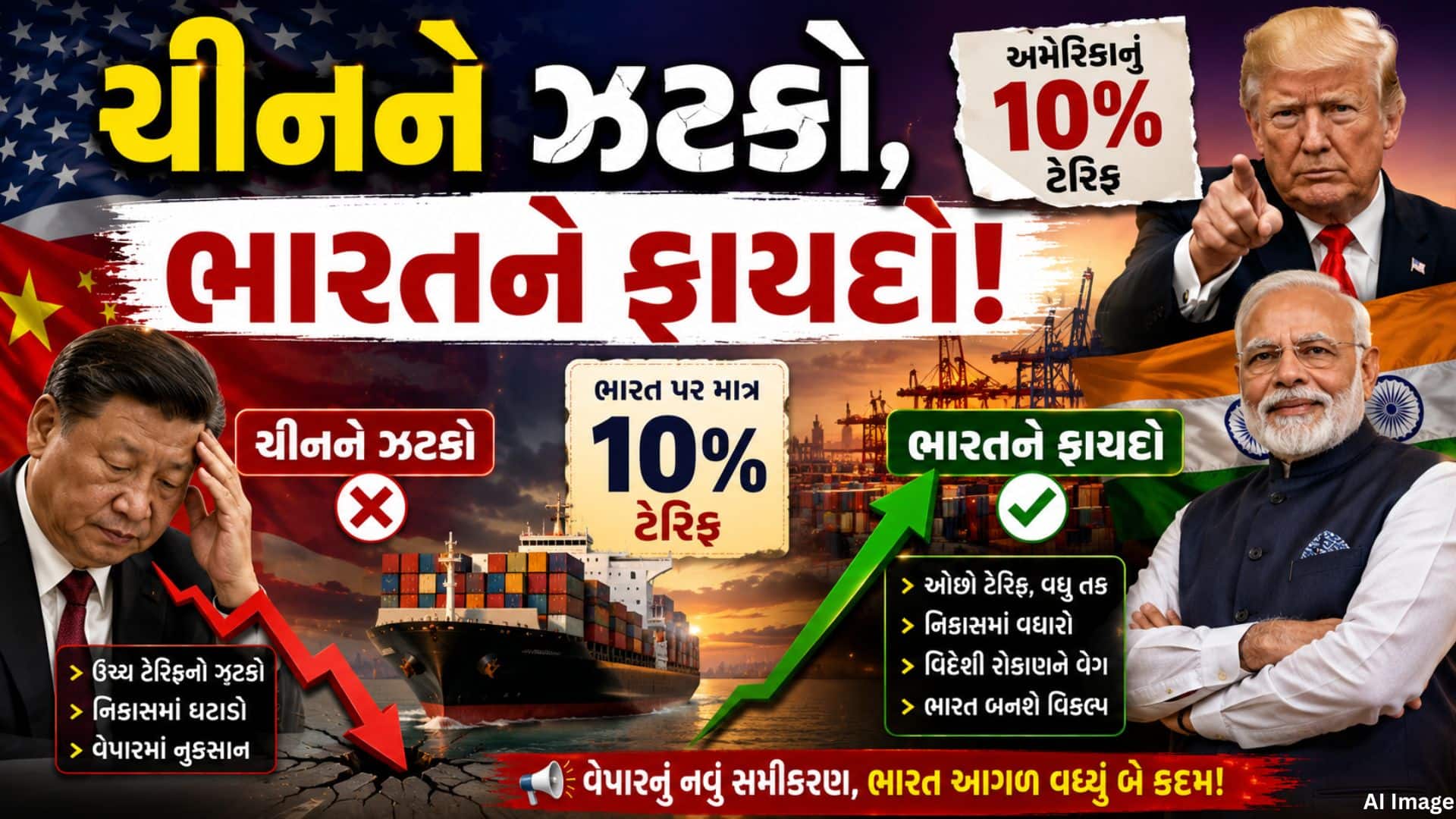 અમેરિકાનો ભારત પર 10% ટેરિફ, અન્ય દેશો કરતાં ઓછો
