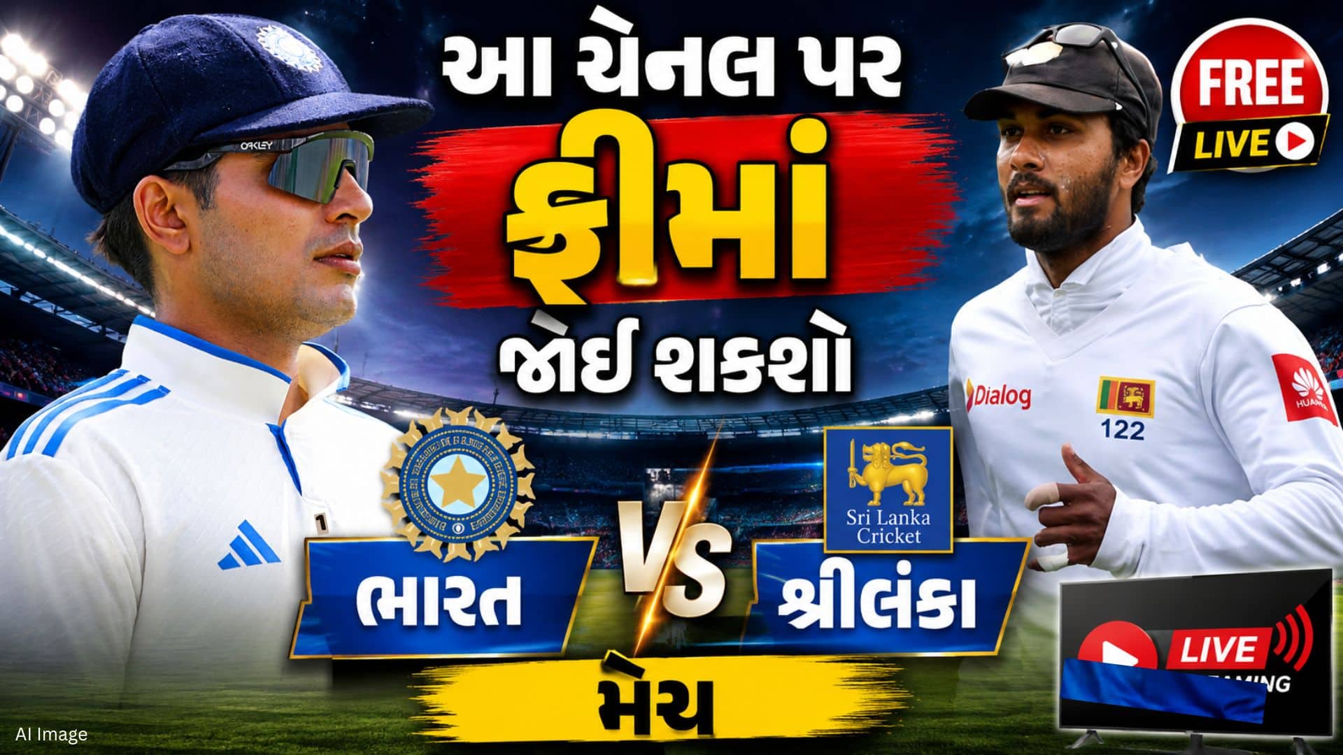 ભારત-શ્રીલંકા ટેસ્ટ મેચનું લાઇવ સ્ટ્રીમિંગ ક્યાં જોવું?