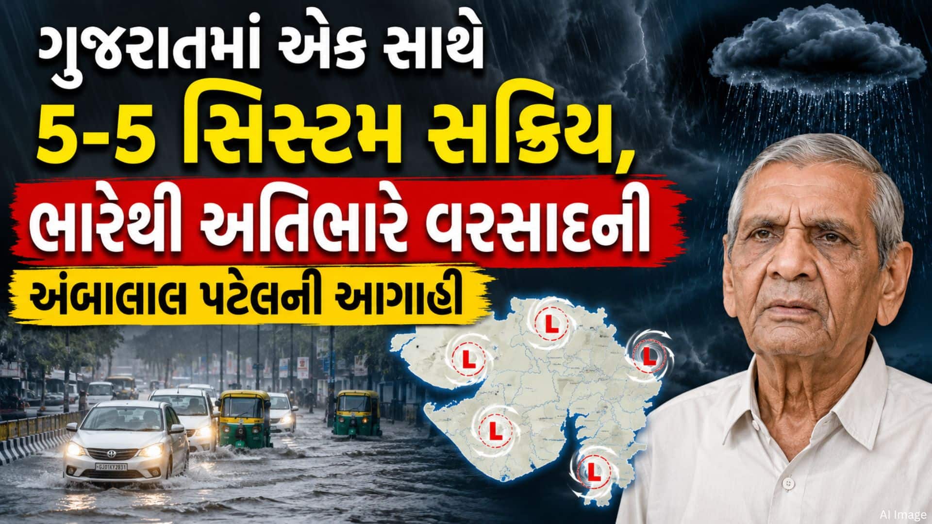 ગુજરાતમાં પાંચ સિસ્ટમ સક્રિય, સાત દિવસ વરસાદની આગાહી