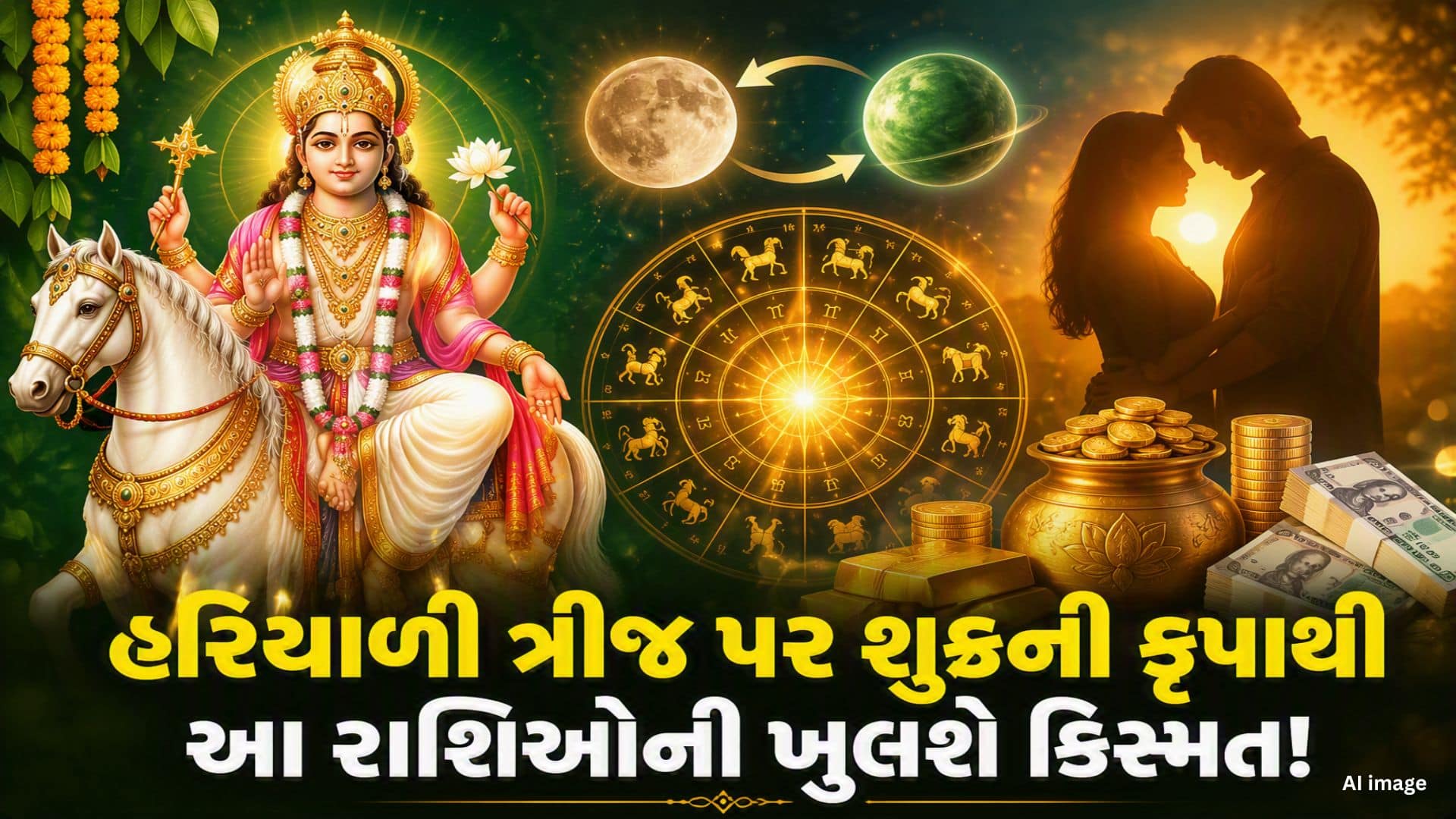 હરિયાળી ત્રીજ પર શુક્ર પુષ્કરાંશ, 4 રાશિઓને ધનલાભ