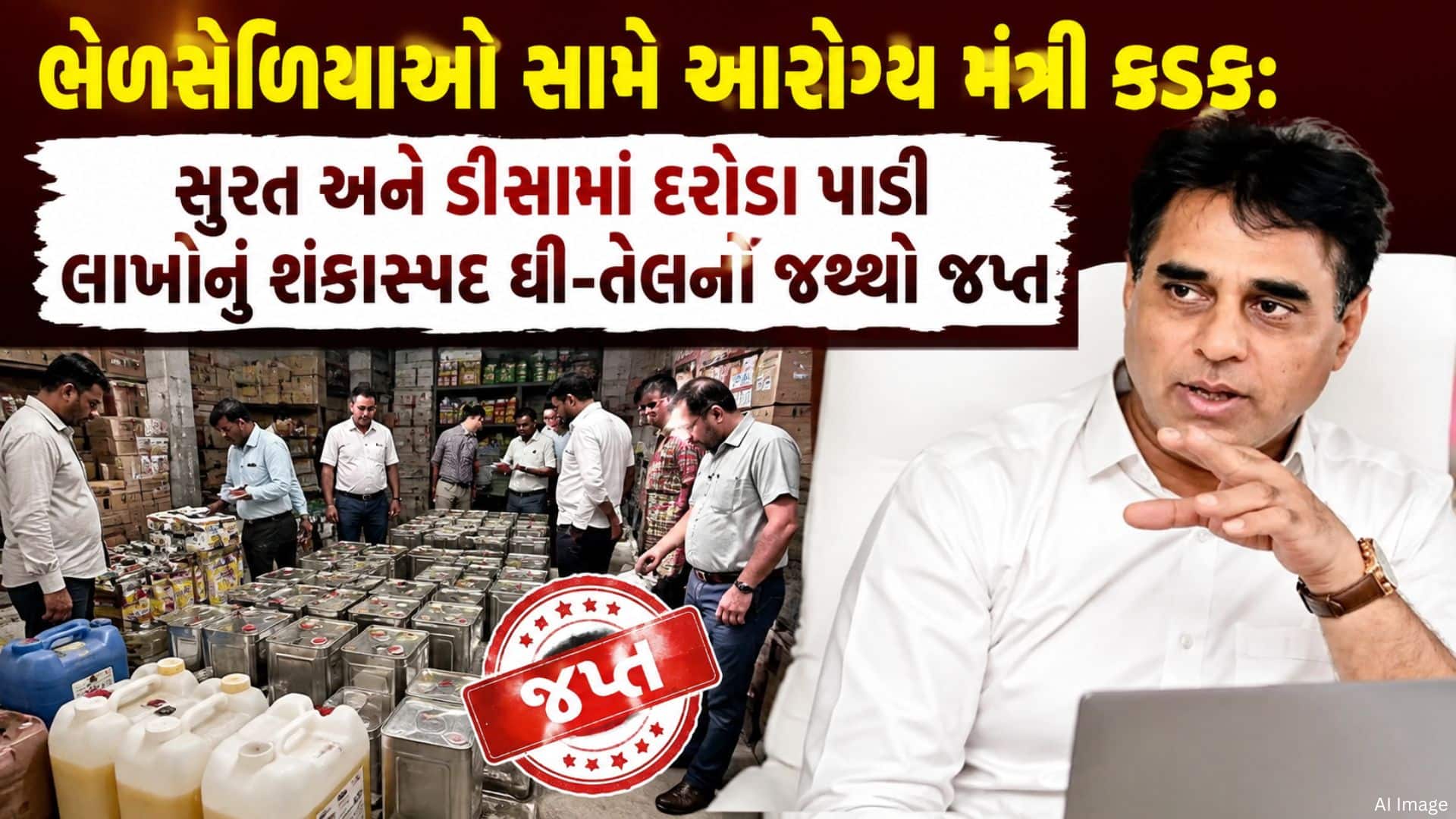 સુરત અને ડીસામાં નકલી ઘી-તેલનો જથ્થો જપ્ત