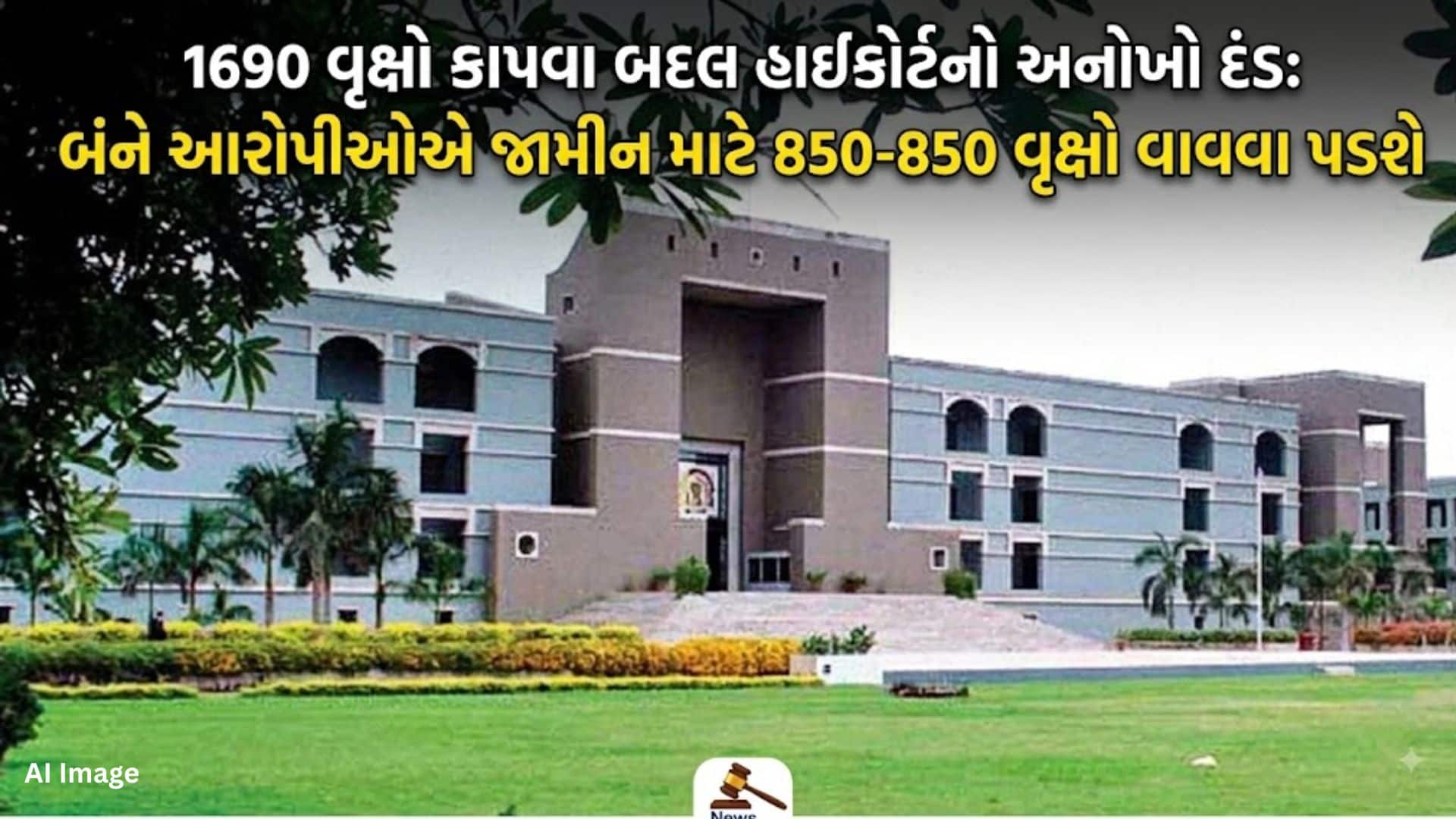 ગુજરાત હાઇકોર્ટે વૃક્ષો કાપવાના કેસમાં 1700 વૃક્ષો વાવવાની શરતે જામીન આપ્યા