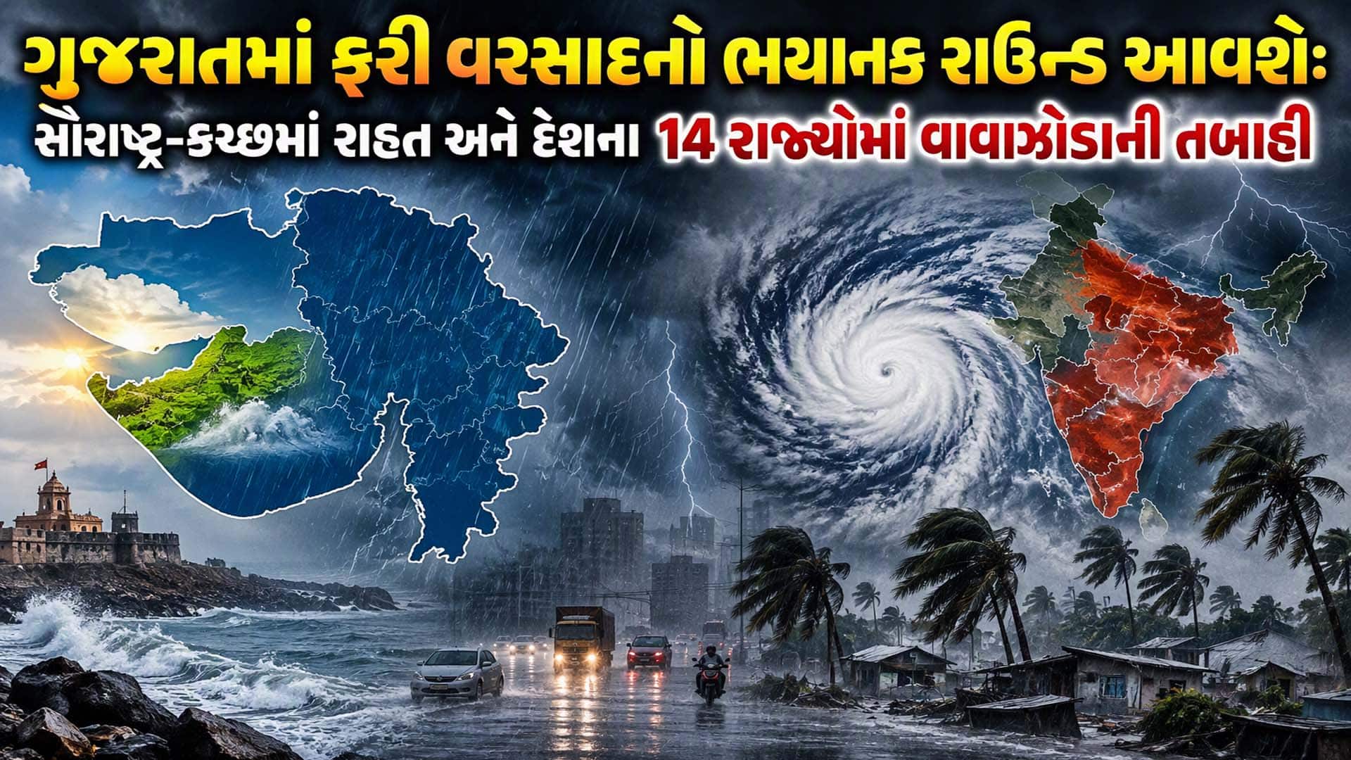 ગુજરાતમાં 30 સપ્ટેમ્બરથી વરસાદની આગાહી, 14 રાજ્યોમાં અર્નવની અસર