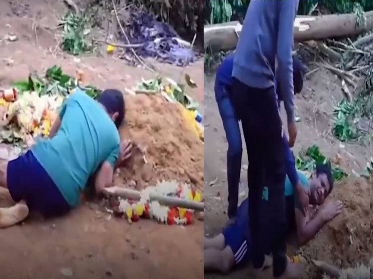 father cries over grave of son killed in bengaluru stampede