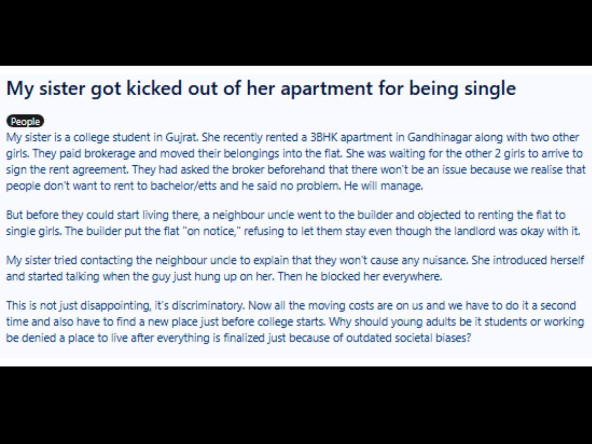 Single Girl Denied Flat In Gandhinagar