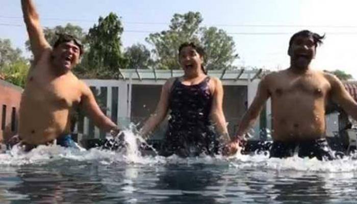 આમ્રપાલીનો Video થયો વાઇરલ, પુલમાં નિરહુઆ અને રવિ કિસન સાથે મસ્તી 