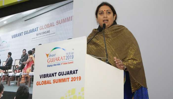 વાઈબ્રન્ટ ગુજરાત 2019: નવી ટેક્ષટાઇલ નીતિમાં પણ ટેક્ષમાં કોઇ વધારો નથી : સ્મૃતિબેન ઇરાની વાઈબ્રન્ટ ગુજરાત 2019: નવી ટેક્ષટાઇલ નીતિમાં પણ ટેક્ષમાં કોઇ વધારો નથી : સ્મૃતિબેન ઇરાની