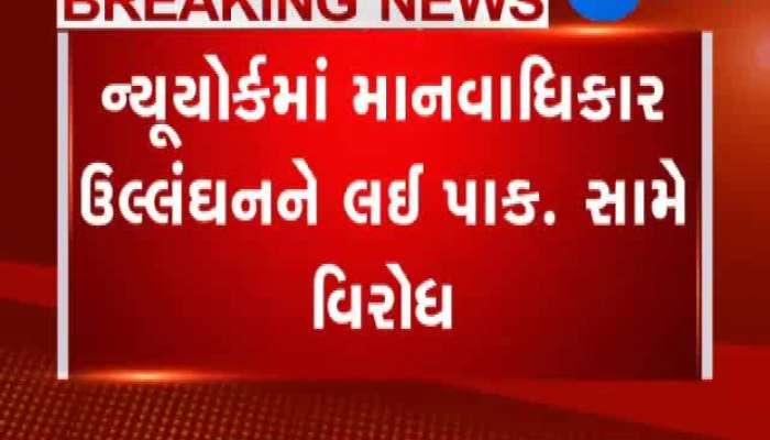 ન્યૂયોર્કમાં માનવાધિકાર ઉલ્લંઘનને લઇ પાકિસ્તાન સામે વિરોધ