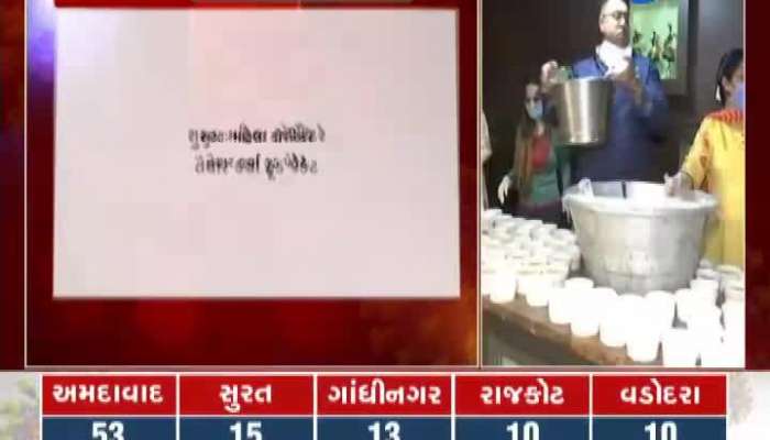 Woman corporator made food packet at Surat