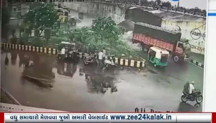 Rajkot Overbridge wall collapses at Aji Dam incident captured in CCTV footage