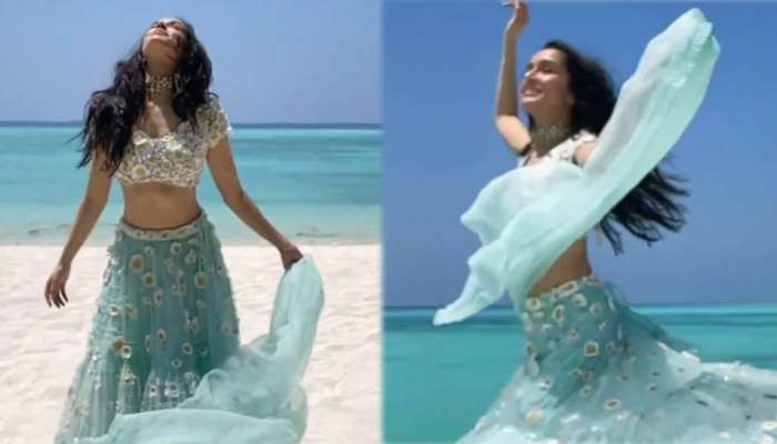 Shraddha Kapoor એ બ્લૂ લહેંગામાં માલદીવના બીચ પર કર્યો ડાન્સ, Video થયો Viral