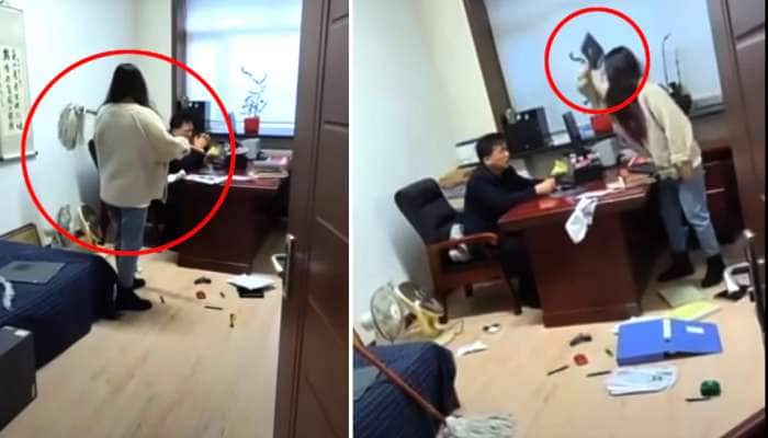 BOSS મોકલતો હતો 'ગંદા' મેસેજ, મહિલાએ ઓફિસમાં જ ઝાડુથી ધોઈ નાખ્યો, Video વાયરલ