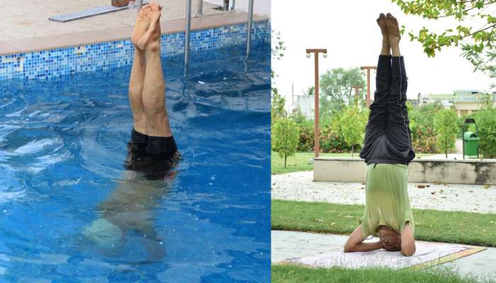World Yoga Day: જમીન કે ગ્રાઉન્ડ પર નહી, પણ પાણીમાં યોગ કરે છે ૬૧ વર્ષિય યોગ સાધક