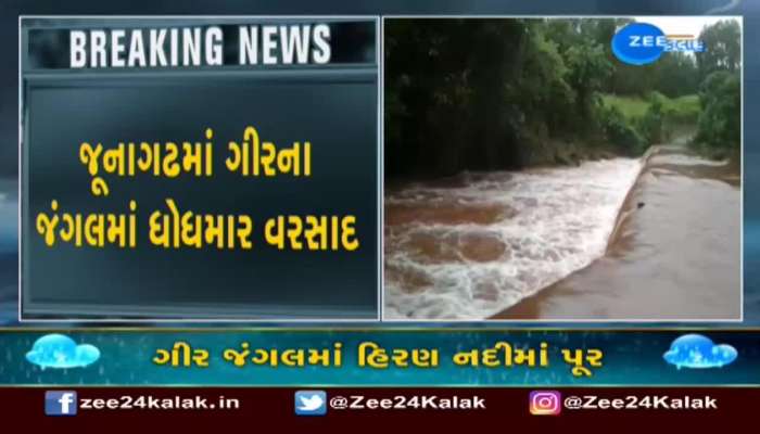 Heavy rains in Gir, floods in Hiran river