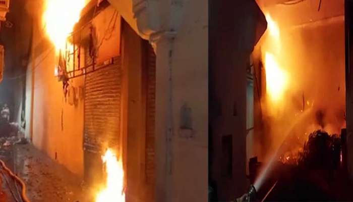 હિંમતનગરમાં આગની જ્વાળાઓ આખી કરિયાણાની દુકાનમાં પ્રસરી, જેસીબી વડે તો શટર તોડાયું