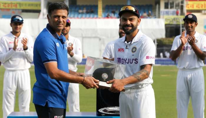 IND vs SL: કરિયરની 100મી ટેસ્ટ, રાહુલ દ્રવિડે વિરાટ કોહલીને સોંપી સ્પેશિયલ કેપ, અનુષ્કા રહી હાજર