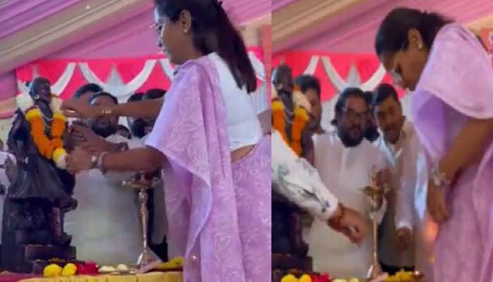 VIDEO: શિવાજી મહારાજની પ્રતિમાને હાર પહેરાવી રહ્યા હતા સુપ્રિયા સુલે, અચાનક સાડીમાં લાગી આગ, પછી...