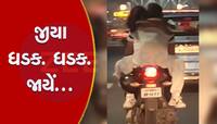 Viral Video: રસ્તા પર યુવતિને બાઇકની ટાંકી પર ઊંધી બેસાડી દિલધડક રોમાન્સ,જોયો કે નહી