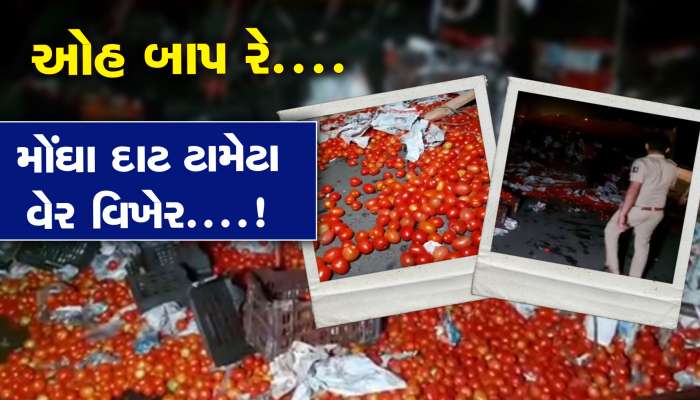 ઓહ બાપરે.... નેશનલ હાઈવે પર અકસ્માત સર્જાતા મોઘાં દાટ ટામેટા વેર વિખેર....!