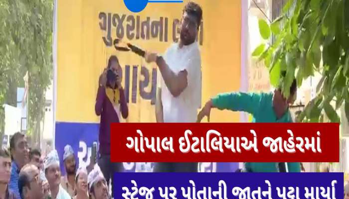 ગુજરાતની જનતાનો આત્મા જગાવવા ગોપાલ ઈટાલિયાએ જાહેરમાં આપી પોતાને સજા, શરીર પર માર્યા પટ્ટા