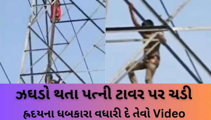 પતિ જોડે ઝઘડો થયો તો પત્ની ટાવર પર ચડી ગઈ, પોલીસકર્મીએ જુઓ કેવી રીતે નીચે ઉતારી? 