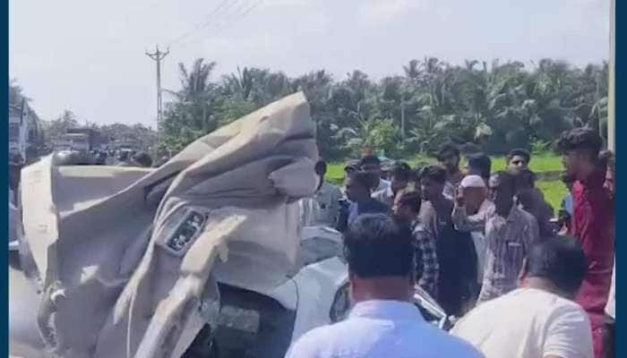 VIDEO: ટ્રક સાથેની ટક્કરમાં ગાડીનું પડીકું વળી ગયું! માંગરોળ નજીક થયો ભયજનક અકસ્માત
