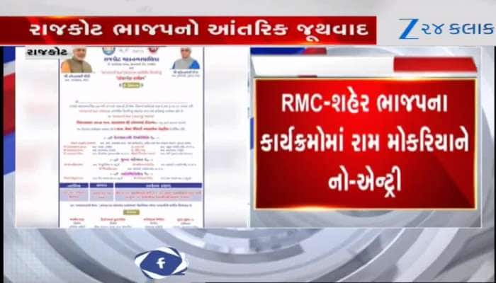 રાજકોટ ભાજપમાં આંતરિક જૂથવાદ સામે આવ્યો, ભાજપના કાર્યક્રમોમાં રામ મોકરિયાની નો એન્ટ્રી