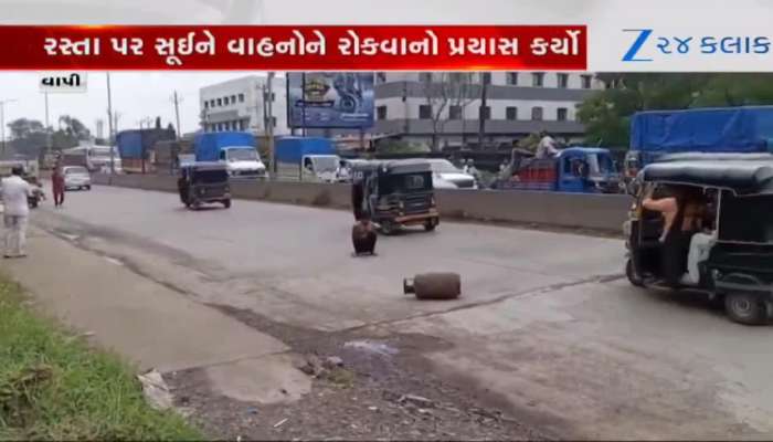 દારુડિયા યુવકે રસ્તા પર મચાવી ધમાલ, ચાલુ ટેમ્પોમાંથી સિલિન્ડર કાઢી કર્યા સ્ટંટ!