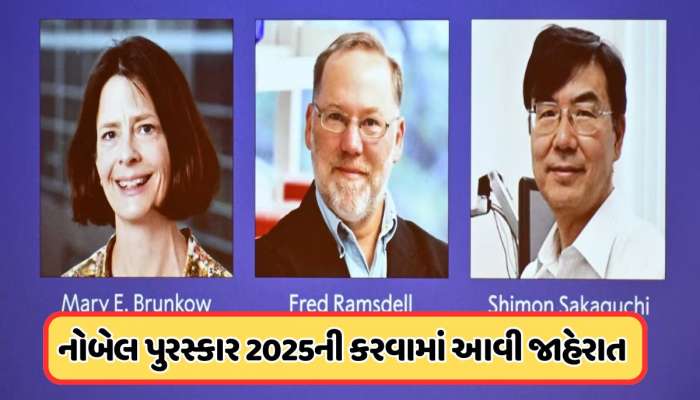 નોબેલ પુરસ્કાર 2025ની જાહેરાત: આ 3 વૈજ્ઞાનિકોને દવામાં નોબેલ પુરસ્કાર, જાણો